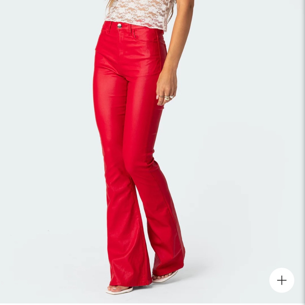 Edikted faux red leather pants size XS